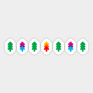 Green and colorful fir trees design Sticker